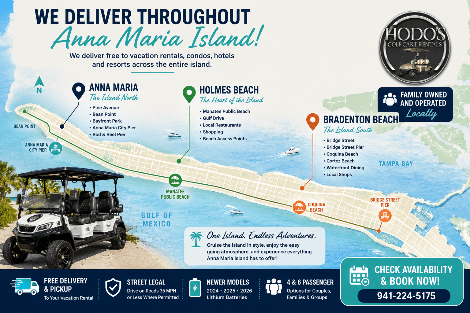 Anna Maria Island golf cart rental map